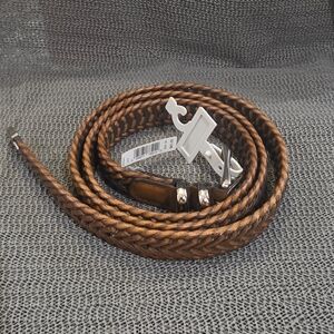 Perry Ellis Portfolio Men's Brown Leather Braided Belt size 54